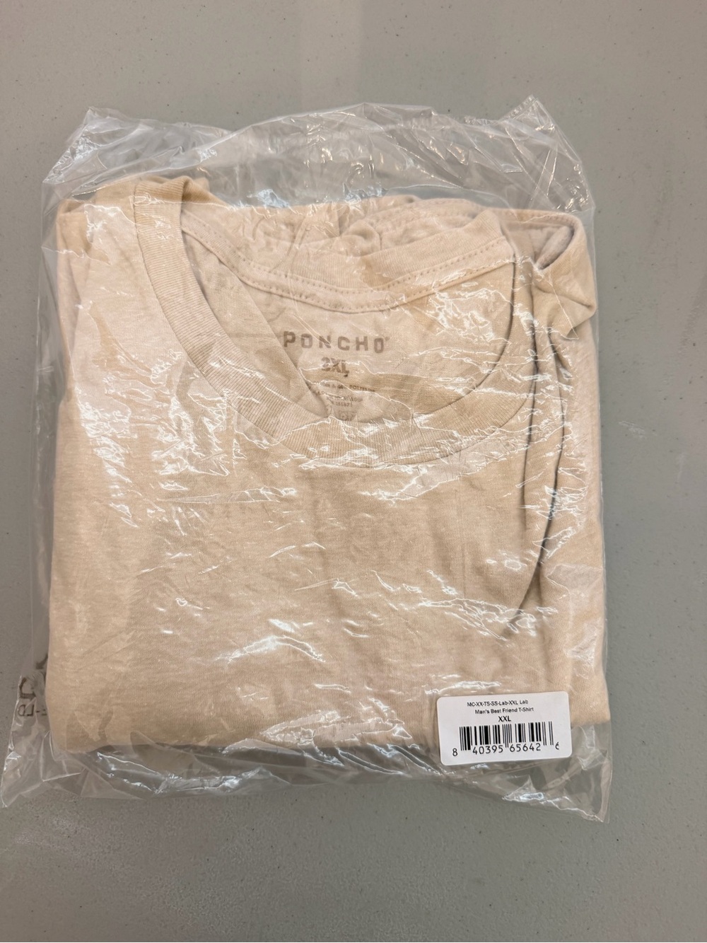 Poncho Men’s Short Sleeve Crewneck T-Shirt in Beige